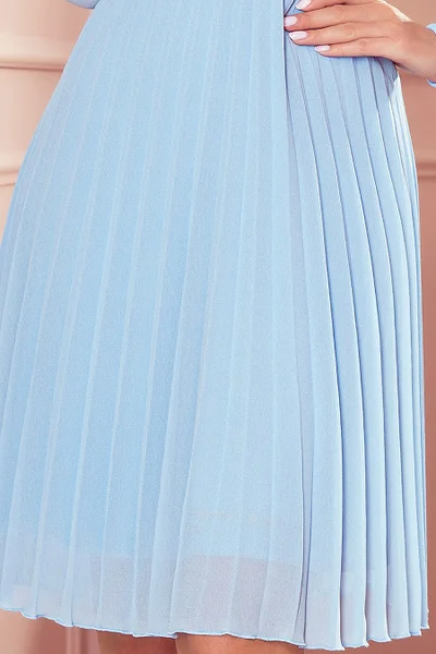 ISABELLE - dámské plisované šaty s výstřihem a dlouhými rukávy OB317 Numoco