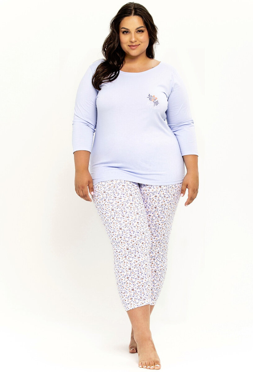 Dámské bavlněné plus size pyžamo Taro, meruňka 4XL i384_67997729