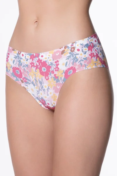 Barevné dámské bezešvé kalhotky s květinovým potiskem Julimex