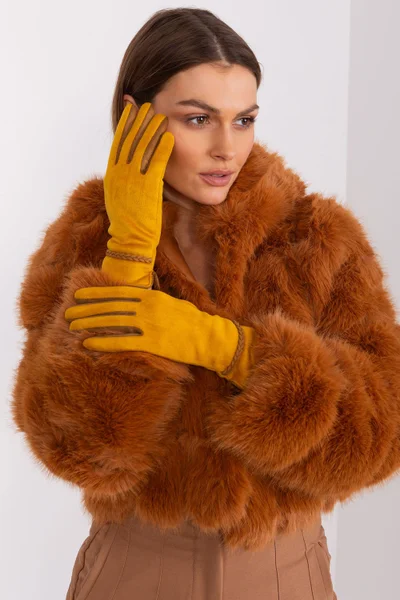 Okrově žluté dámské rukavice AT