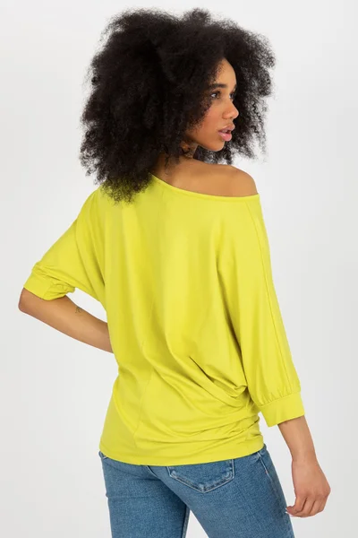 Výrazně žluté dámské tričko se spadlými netopýřími rukávy FPrice