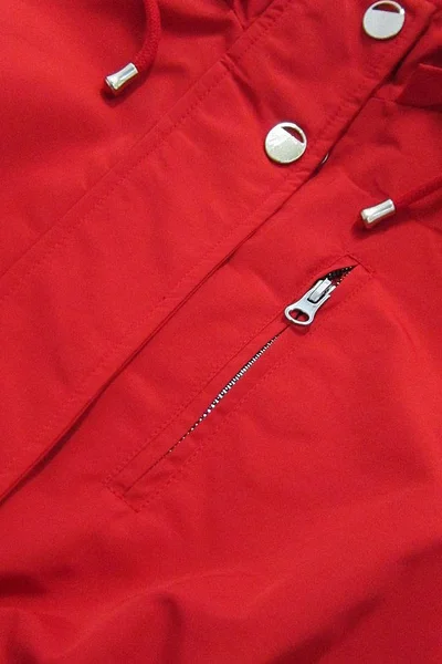Oboustranná červená-moro dámská bunda parka s kapucí L253 SPEED.A (czerwony)
