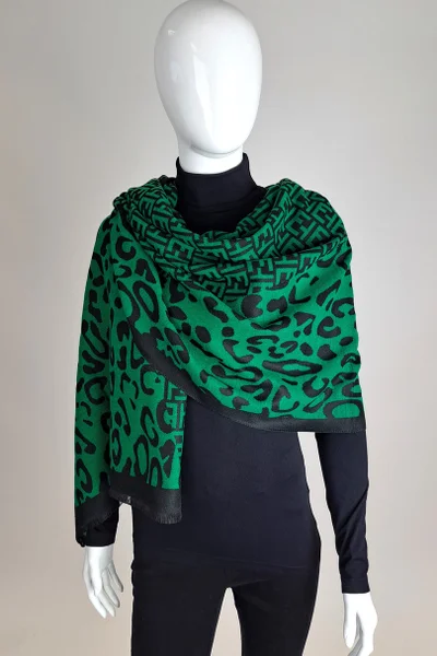 Zelený dámský šál se zvířecím vzorem Bruno Rossi