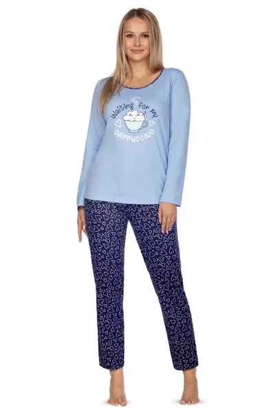 Dámské bavlněné pyžamo v modré barvě Regina