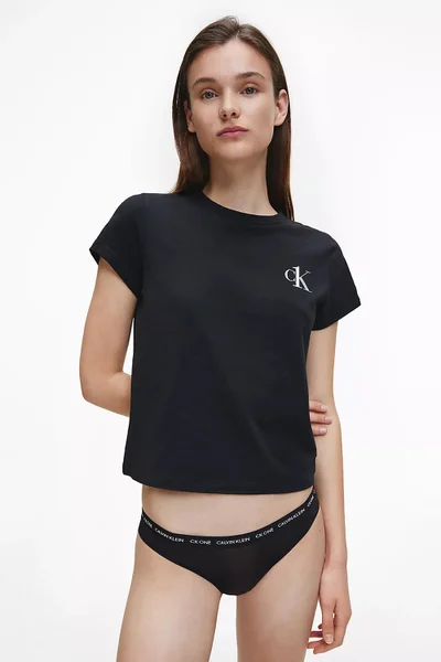 Černé dámské bavlněné tričko s krátkým rukávem Calvin Klein
