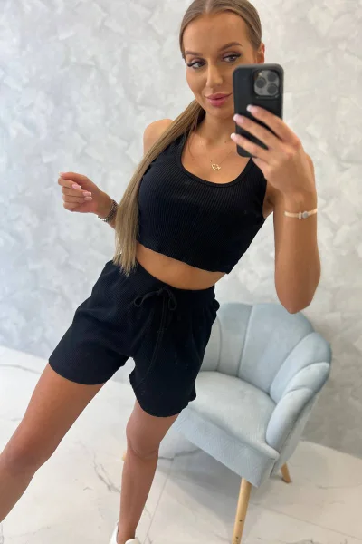 Dámská bavlněná souprava crop top a šortky Kesi