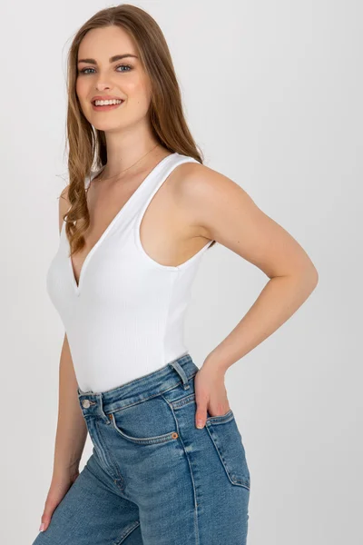 Jemné dámské body na ramínka V-neck FPrice bílé