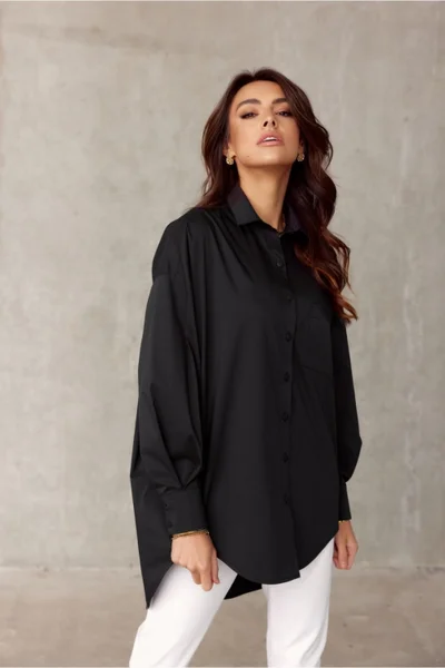 Dlouhá dámská košile v černé barvě Roco Fashion