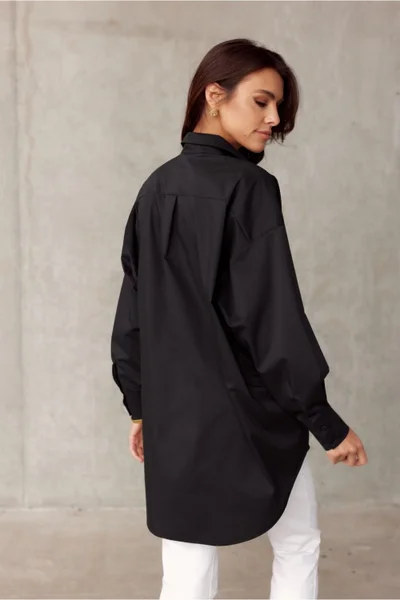 Dlouhá dámská košile v černé barvě Roco Fashion