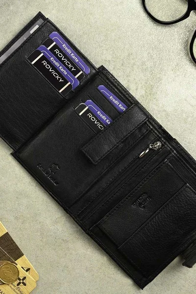 Černá pánská kožená peněženka FPrice