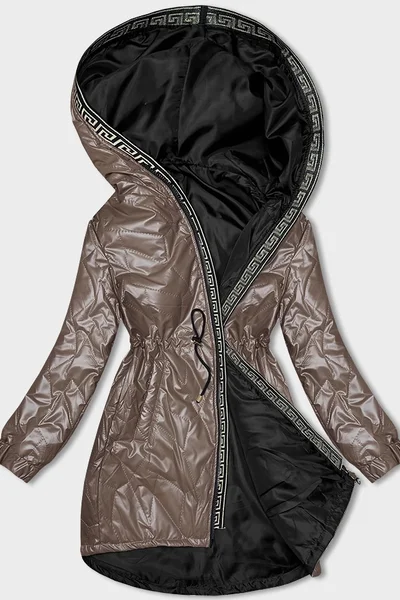Hnědý dámský prošívaný kabátek s kapucí S'WEST
