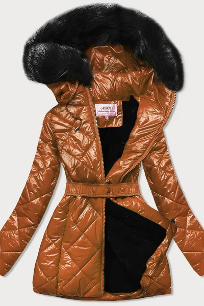Dámský prošívaný kabát v měděné barvě MHM