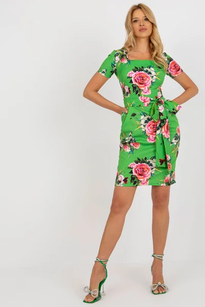Zelené dámské šaty s květinovým potiskem FPrice