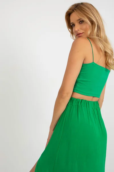 Zelená dámská midi sukně s rozparkem FPrice