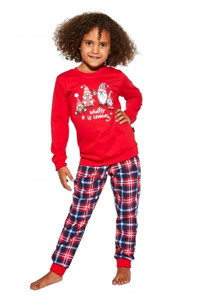 Dívčí pyžamo A812 Gnomes - Cornette červená