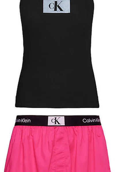 Dámské růžovo-černé dámské pyžamo se šortkami Calvin Klein