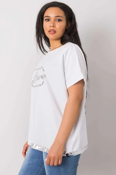 Bavlněné dámské bílé tričko s potiskem FPrice
