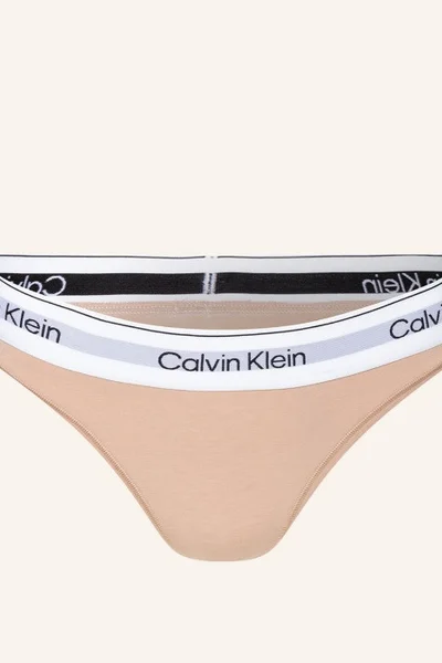 Béžová dámská tanga s ozdobnou gumou Calvin Klein