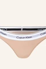 Béžová dámská tanga s ozdobnou gumou Calvin Klein