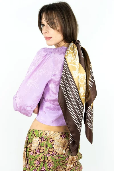 Elegantní zdobený saténový dámský šátek Art of polo