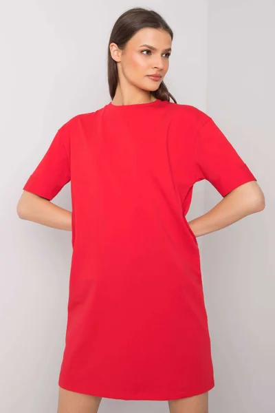 Volné bavlněné mini šaty FPrice korálové