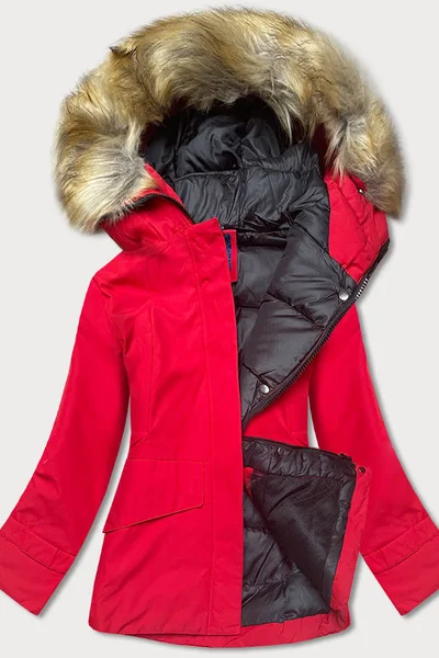 Lehce vypasovaná dámská zimní bunda Ann Gissy v červené barvě