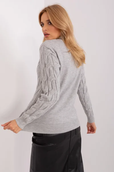 Světle šedý dámský pulovr s rolákem FPrice