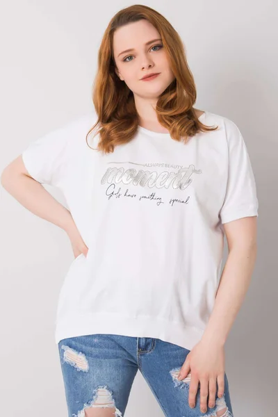 Volné dámské bílé tričko s potiskem FPrice univerzální velikost