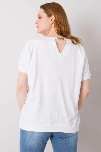 Volné dámské bílé tričko s potiskem FPrice univerzální velikost