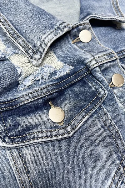 Dámská modrá džínová bunda s protrženími GOURD JEANS