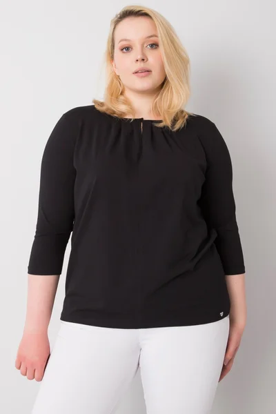 FPrice Černá Plus Size Bavlněná Halenka