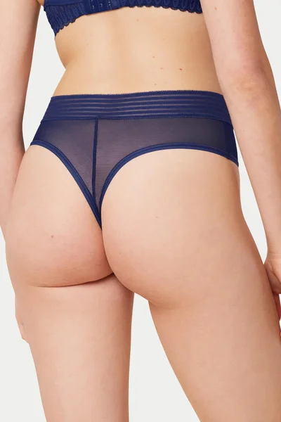 Modré vysoké tanga Triumph Sheer Basic