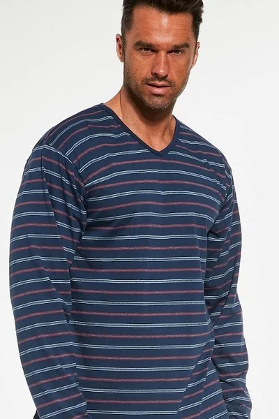 Pánské bavlněné pyžamo s V-neck tričkem Cornette
