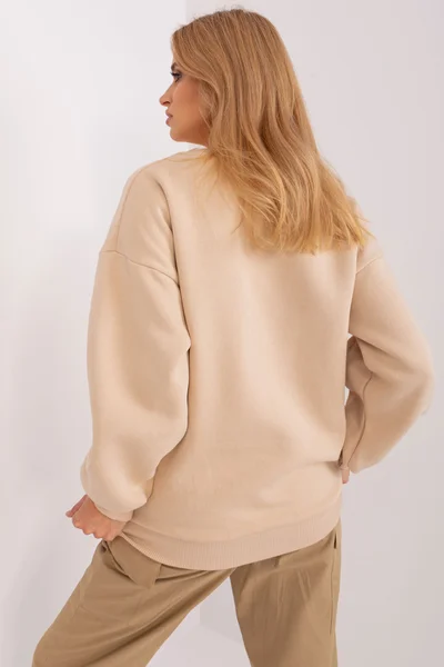 Beige dámská oversize mikina s nápisem FPrice