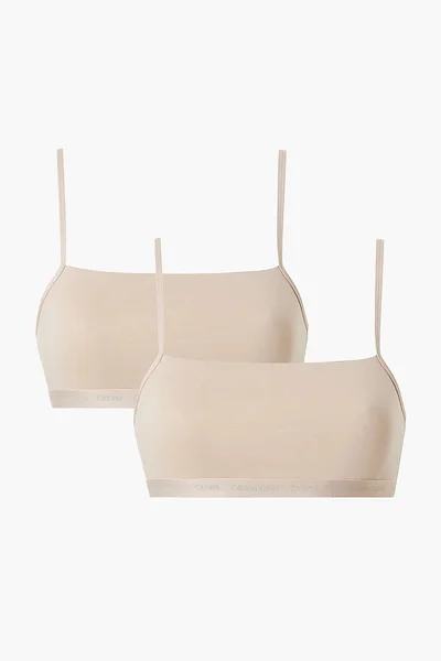 Podprsenka dámská bralettka 2 pack CA921 - W5I - Béžová - Calvin Klein