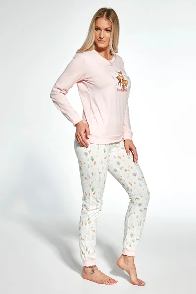 Pastelové dámské pyžamo s potiskem Cornette