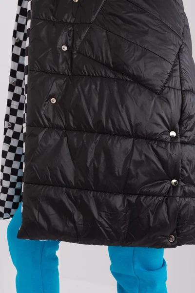 Moderní černý-kostkovaný oboustranný dámský kabát FPrice