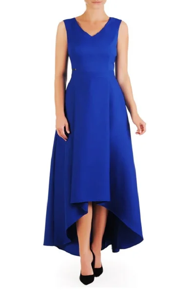 Královský modré dámské dlouhé šaty s asymetrickou sukní Jersa