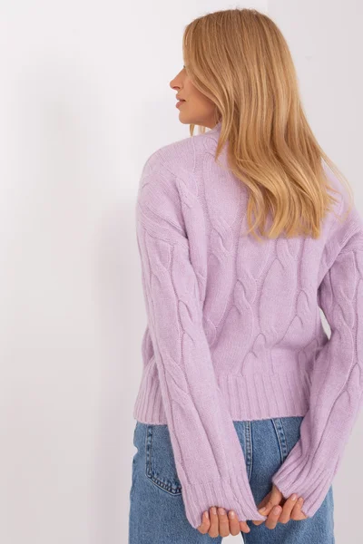 Lila dámský žebrovaný pulovr FPrice