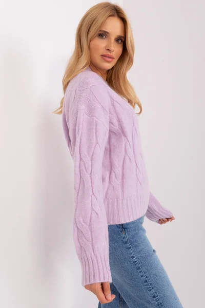 Lila dámský žebrovaný pulovr FPrice
