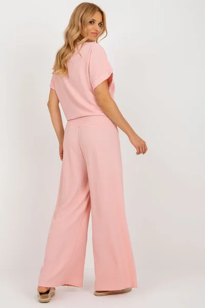 Volné světle růžové maxi letní kalhoty FPrice