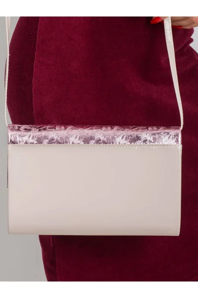 Béžovo-růžová lakovaná kabelka s relief vzorem FPrice