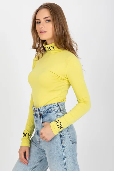 Bavlněný dámský rolák ve žluté barvě ex moda