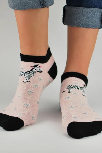 Dámské Sneaker Ponožky Noviti Zebra Růžové