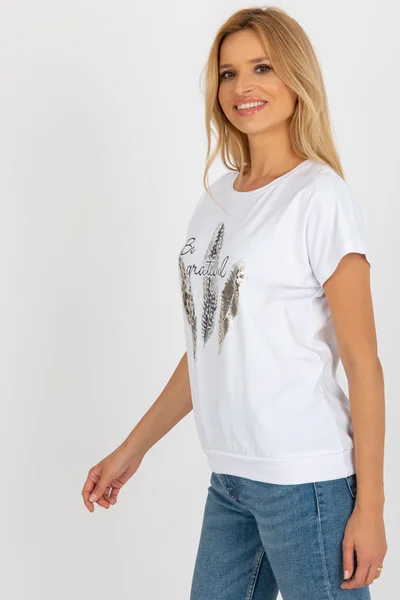 Lehké dámské bílé tričko s potiskem FPrice