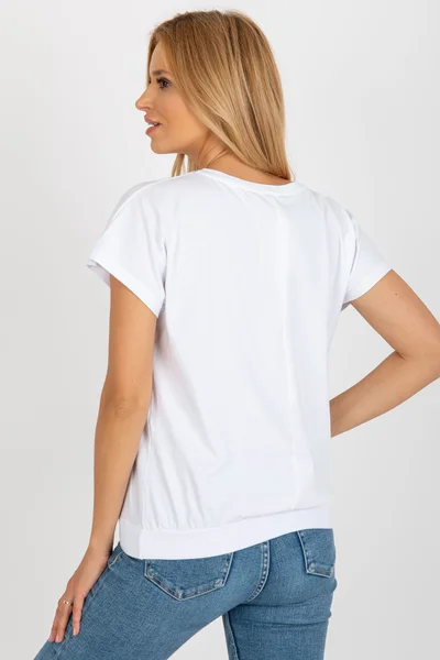 Lehké dámské bílé tričko s potiskem FPrice