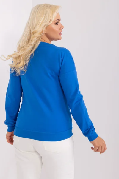 Modré dámské V-neck tričko s dlouhým rukávem FPrice