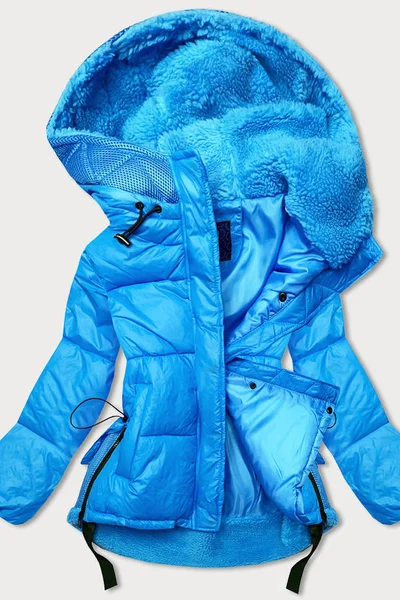 Modrá prošívaná dámská bunda s kapucí Ann Gissy