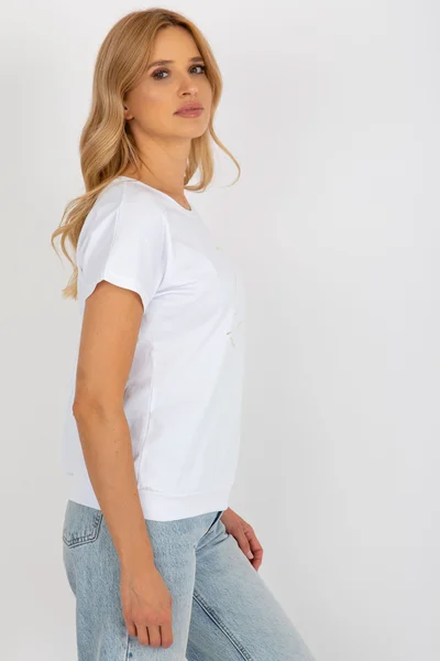 Pohodlné dámské bílé tričko s nápisem FPrice