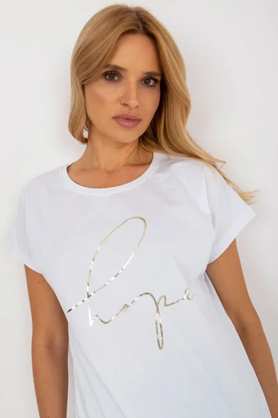 Pohodlné dámské bílé tričko s nápisem FPrice
